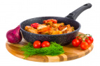 Сковорода глубокая 20 см ГАРМОНИЯ ВКУСА "Черный мрамор" без крышки, с/р, 41*21*8,5 см