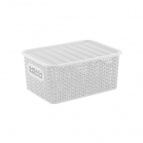 Корзинка "Вязь" 3л 235х173х105мм с крышкой (белый)