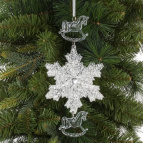 Украшение новогоднеe подвеска"Снежинка с лошадками"