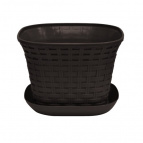 Кашпо квадратное "Ротанг" 3,4 л  с поддоном  (венге)