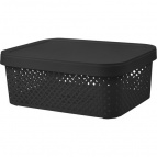 Корзина для хранения с крышкой Plast Team BLACK 10 л