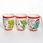 ЖЕЛАЮ СЧАСТЬЯ, кружка 350мл, МИКС 3 ДЕКОРА, NEW BONE CHINA, упаковка - гофрокороб