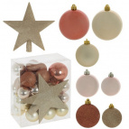 Украшение новогоднее "Шар и звезда", набор из 30 шт + 1 звезда, D20/8/6/5/4/3 см Полимерный материал