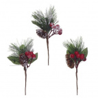 Новогоднее украшение Ветка, H 19 см, 3в. (без инд.упаковки)