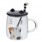 Кружка с крышкой и ложкой, 400 мл, L12 W8,5 H13 см