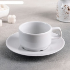 Чашка чайная с блюдцем 170 см3 Белая Штабелируемая