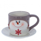 Чашка с блюдцем "Снеговик", 150 мл, L11/12 W7,5/12 H7/1,8 см
