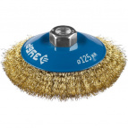 ЗУБР "ПРОФЕССИОНАЛ". Щетка коническая для УШМ, витая латунированная стальная проволока 0,3мм, 125ммхМ14