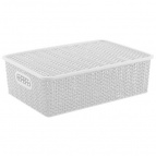 Корзинка "Вязь" 7,5л 350х 245х105мм с крышкой (белый)
