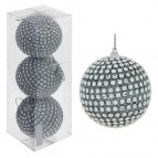 Украшение новогоднее "Шар", набор из 3-х шт, D 8 см, L9 W9 H9 см Полимерный материал
