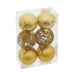 Украшение новогоднее "Шар", набор из 6 шт, D6 см Полимерный материал