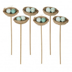 Набор из 6-ти изделий декоративных (вставка) "Гнездо пасхальное" (6*5*3), L26 W17 H5,5 см