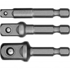 Набор STAYER MASTER "MAXFIX": Адаптеры для торцовых головок, сталь 40Cr, 3 предмета E1/4-1/4", E1/4-3/8", E1/4-1/2", 50 мм