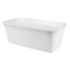 Балконный ящик "Ротанг" 43см с дренажем (белый)
