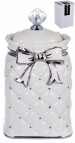 HOME ART, банка д/сыпучих 850 мл 10,5х11х18см, NEW BONE CHINA, декор белый + серебро BOW, белая упаковка