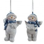 Фигурка декоративная подвесная "Снеговик", 2в., L4,5 W3,5 H6,5