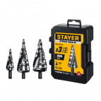 STAYER винтовая спираль, набор сверл ступенчатых 3 шт, 4-38мм  (29661-4-38-H3)