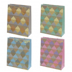 Пакет подарочный (бумага, плотность 210г/м2, блок 12шт), L18 W10 H23 см, 4в.