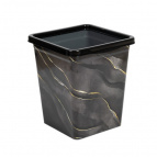 Ведро для мусора с фиксатором квадратное 8,5л с декором "Черный Мрамор"