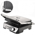 Эл.пресс-гриль Delta lux серебристый: 2200 Вт,съемные панели с антиприг.покр.,(Россия)