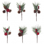 Новогоднее украшение Ветка, H20 см, 6в. (без инд.упаковки)