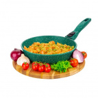 Сковорода глубокая 22 см ГАРМОНИЯ ВКУСА "Изумруд" 43*23*9 см, съемная ручка, без крышки, ручка - 20 см, высота сковороды - 5,2 см, диаметр дна - 16 см