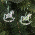 Набор из 2шт Украшение новогоднее "Лошадка", L5,5 W0,5 H4,5 см
