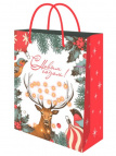 Пакет подарочный из крафт 18х23х30 см (craft М) Новогодний олень, 130 г(собс.разр.) ППК-2326