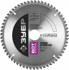 Диск пильный ЗУБР "ПРОФИ" "Точный-МУЛЬТИ рез" по алюминию, ламинату, пластику, ДСП, 60Т, 200х30мм