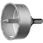 Коронка-чашка ЗУБР "ПРОФЕССИОНАЛ" c карбид-вольфрамовым нанесением, 76 мм, высота 25 мм, в сборе с державкой и сверлом