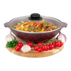 Сковорода ВОК 3 л 28 см Elan Gallery ГАРМОНИЯ ВКУСА Рубин с крышкой D28