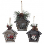 Изделие декоративное подвесное"Домик", L11 W6 H15 см, 3в.