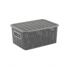 Корзинка "Вязь" 3л 235х173х105мм с крышкой (серый)
