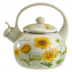 EM-1320  Чайник эмалированный со свистком 2,5 л,"Подсолнухи"(6)