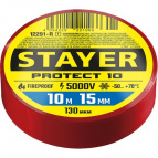 STAYER  красная, изолента ПВХ  PROTECT-10, 15 мм х 10 м, 5 000 В (12292-R)