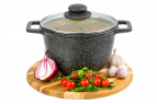 Казан 3 л ГАРМОНИЯ ВКУСА "Черный мрамор" С КРЫШКОЙ ф20, 28*21,5*18,5 см