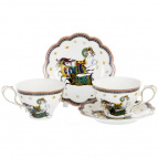SQUARE GIFT BOX, набор чайный (4) 2 персоны, 2 чашки 300мл + 2 блюдца, JADE PORCELAIN, подарочная квадратная упаковка