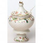 СТЕФАНИЯ, сахарница 300мл на ножке с ложкой, NEW BONE CHINA, цветная упаковка