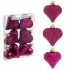 Украшение новогоднее "Сердце", набор из 6-ти шт,  L6 W2,5 H7 см