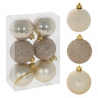 Украшение новогоднее "Шар", набор из 6 шт, D6 см Полимерный материал