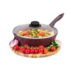 Сковорода глубокая 26 см Elan Gallery ГАРМОНИЯ ВКУСА Рубин с крышкой D26, с несъёмной ручкой