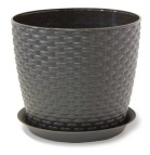 Кашпо РОТАНГ D210мм 4,7л с поддоном (коричневый ротанг)