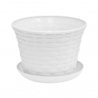 Кашпо круглое "Ротанг" 6,1 л  с поддоном (белый)