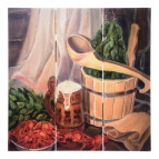 Картина с изображением на дереве "С лёгким паром" 300*300 мм, "Банные штучки"