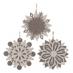 Украшение новогоднее "Снежинка", L15 W0,5 H15 см, 3в.