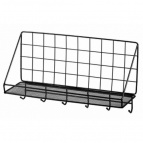 Полка металлическая подвесная с крючками 35*12*20 см "ФАРГО", черная