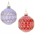 Набор из 12шт Украшение новогоднее "Шар", D 7.5 см, L34 W25 H9 см Стекло