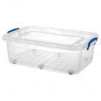 Контейнер 30 л 63*40,5*21 см "Storage Box" с синими ручками на колёсах (модель 374)