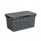 Корзина "Лофт" узкая с крышкой 21л 450х260х240 мм (серый)