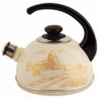 Чайник эмал 2,5л конс/руч слон кость золот домик